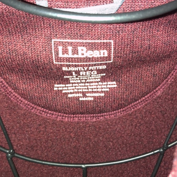L.L bean mens maroon/red zip up fleece sweater coat size large slightly fitted - Picture 4 of 5
